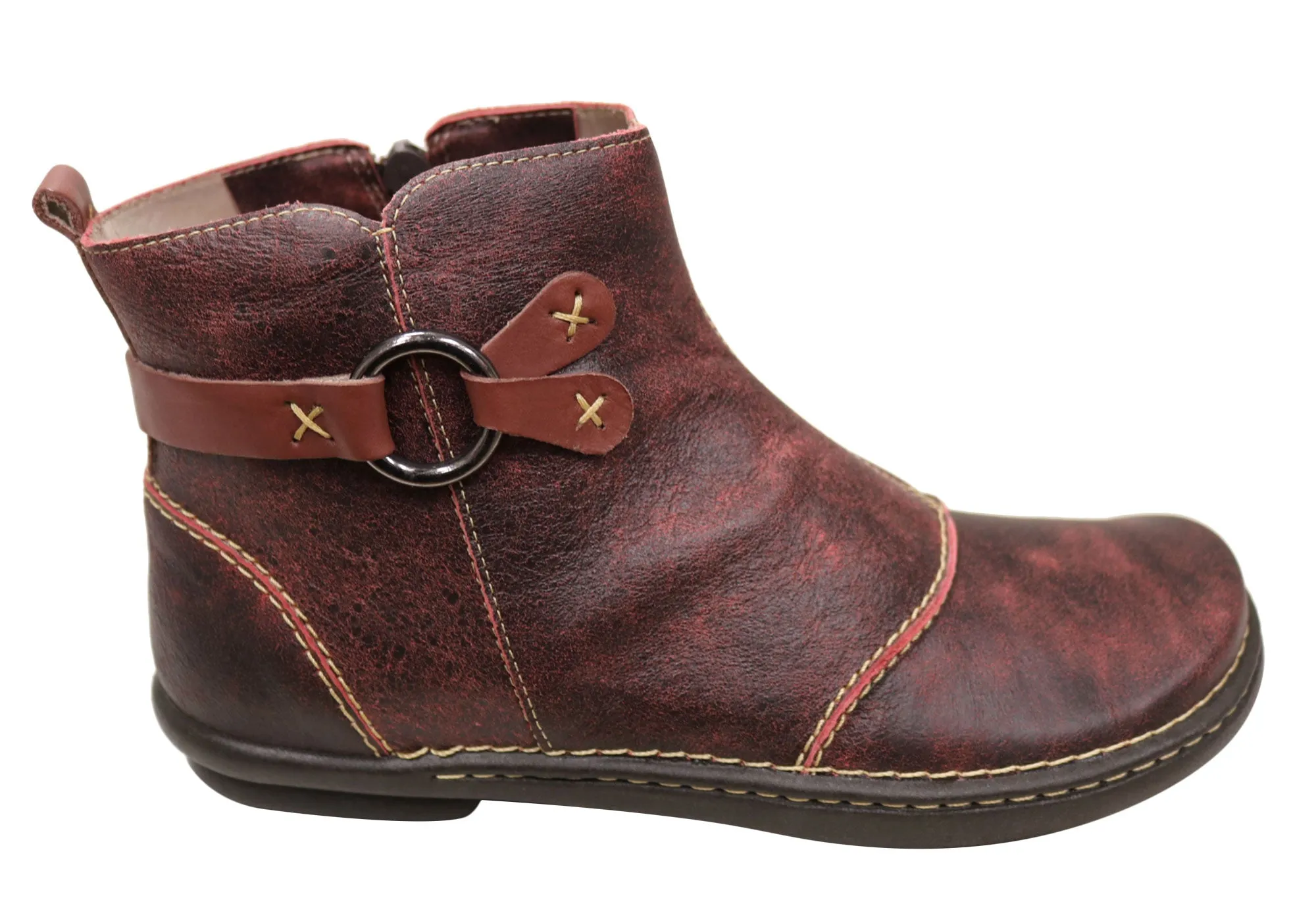 J Gean Andrea Womens Comfortable Leather Ankle Boots Made In Brazil Long Lasting