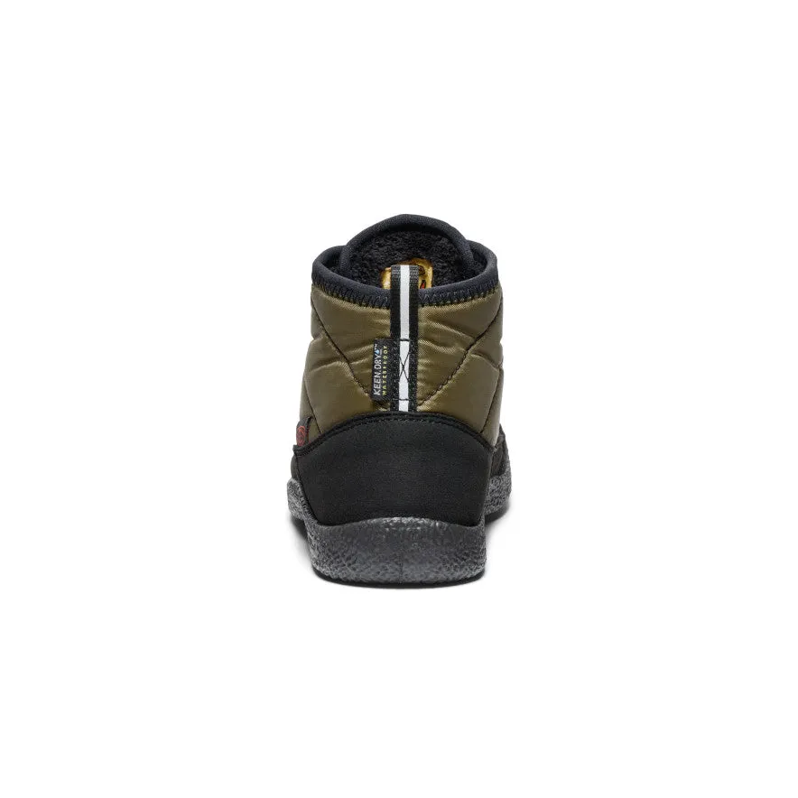 Wide toe box Big Kids' Howser II Waterproof Chukka  |  Dark Olive/Gold Flame