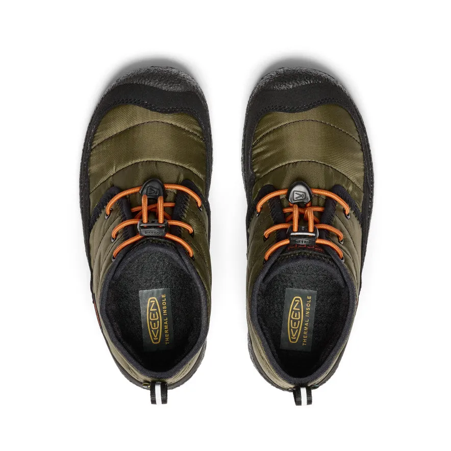 Textile Lining Big Kids' Howser II Waterproof Chukka  |  Dark Olive/Gold Flame