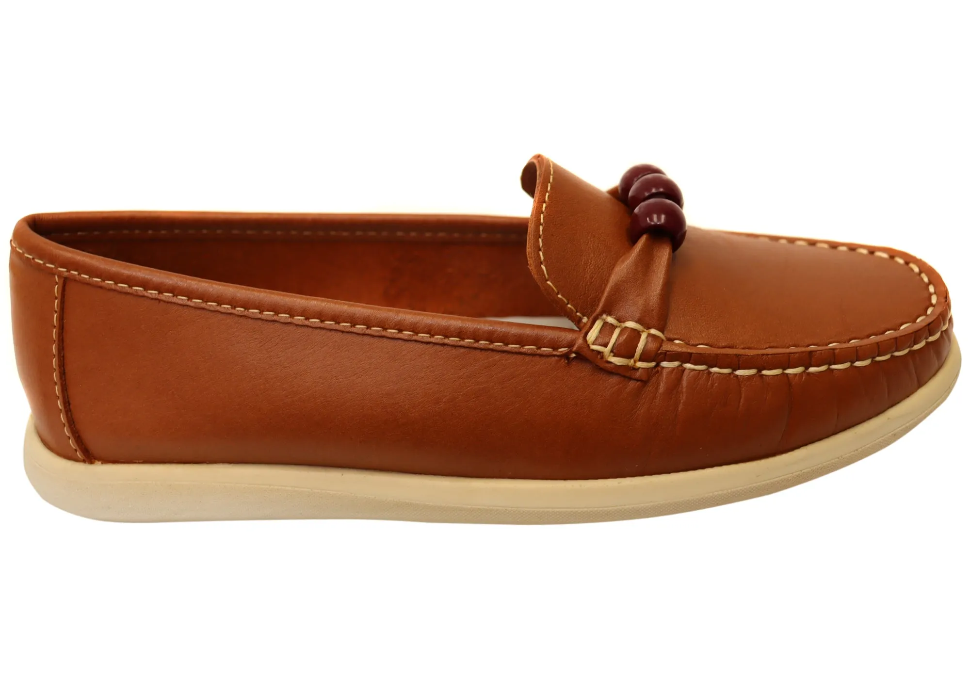 Andacco Shuttle Womens Comfortable Leather Loafers Made In Brazil Moist Guard Elastic