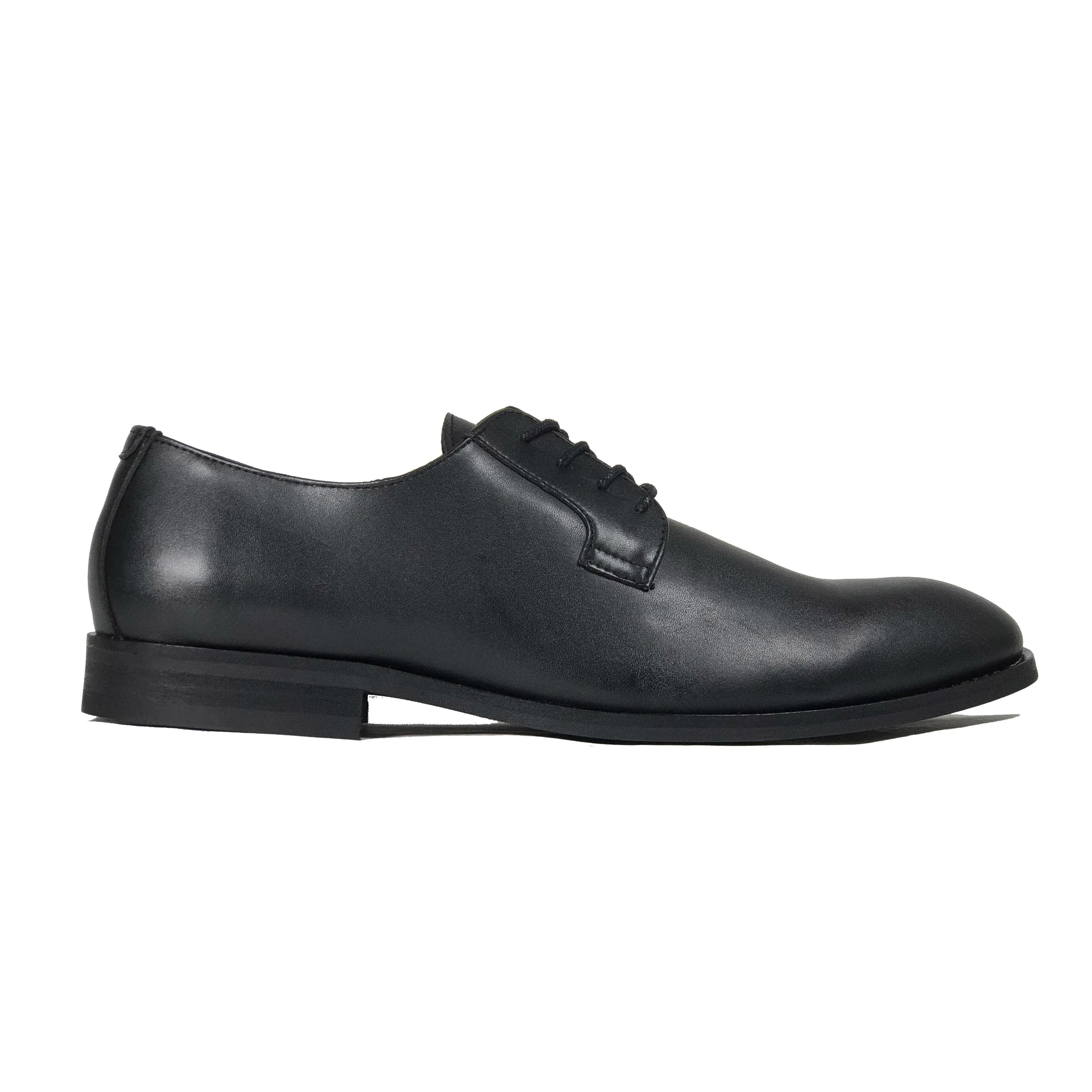 'Gideon' classic vegan derby round toe by Zette Shoes - black Red Glow