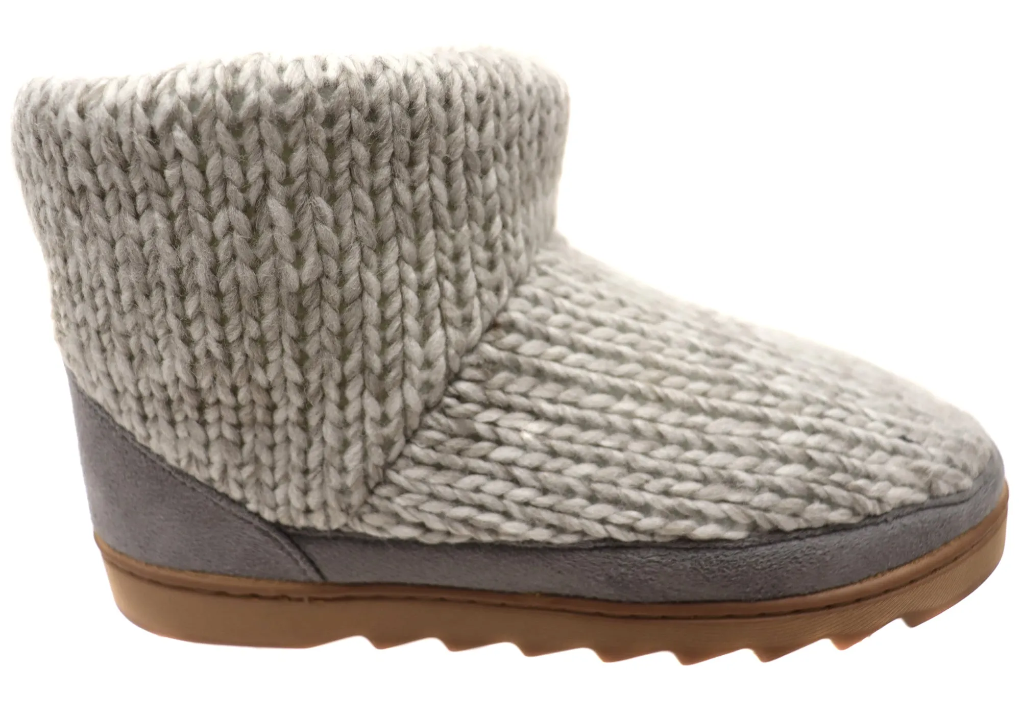 Dearfoams Womens Comfortable Whitney Knit Bootie Slippers Waterproof Feature