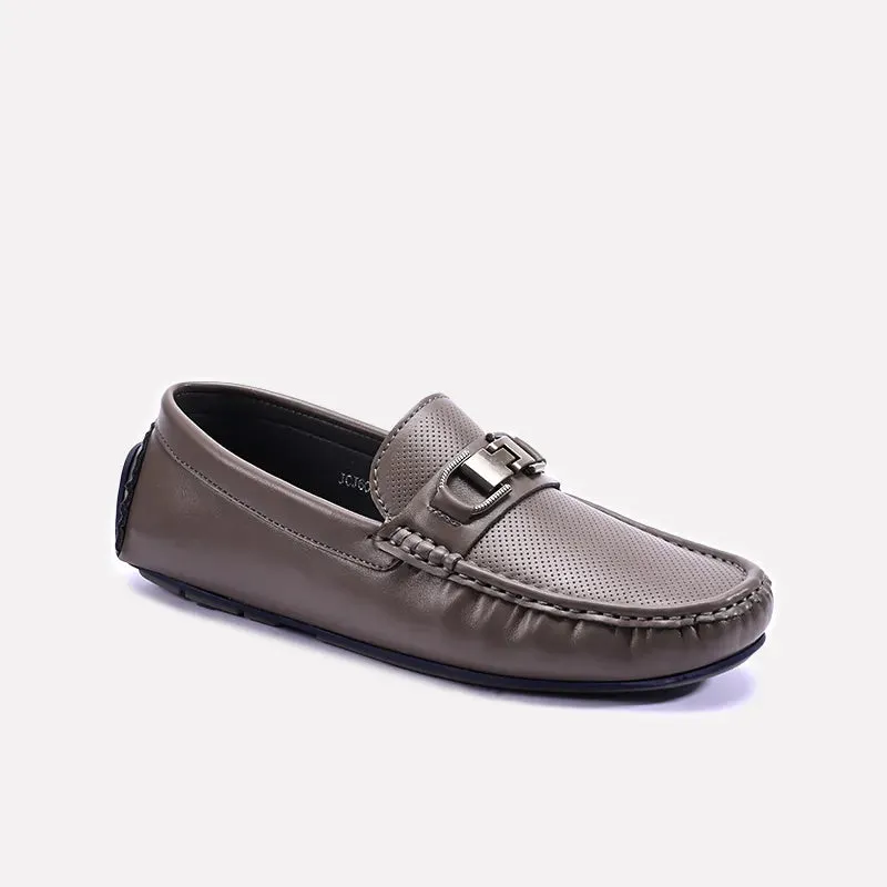 Gray Perforated Buckle Loafers 0130951 SoftInterior Neat Build