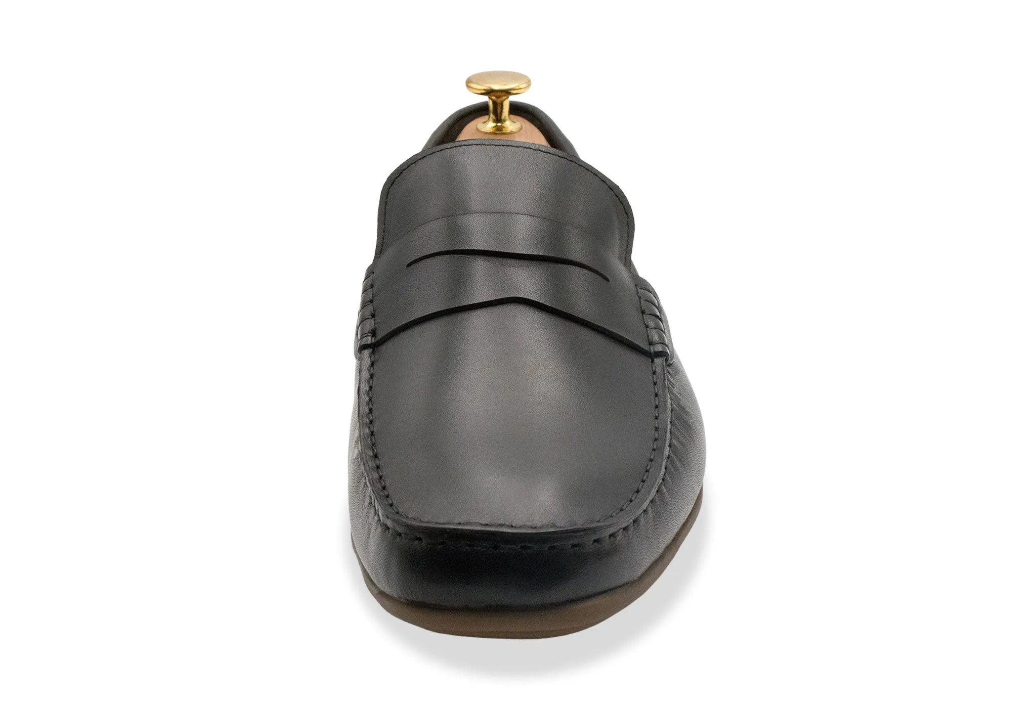Gregores Black Penny Moccasins Torsion control