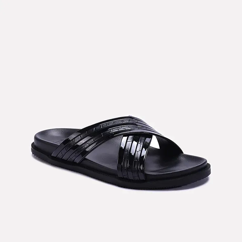 Comfort Step Comfort Lock Black Comfy Criss Cross Slippers 0151079