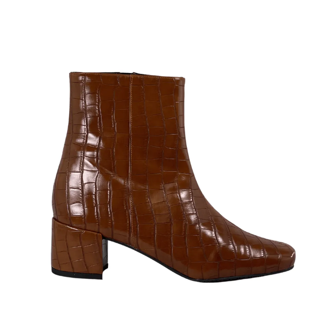 'Jacqui' vegan ankle boot by Zette Shoes - brown croc Comfortable to walk