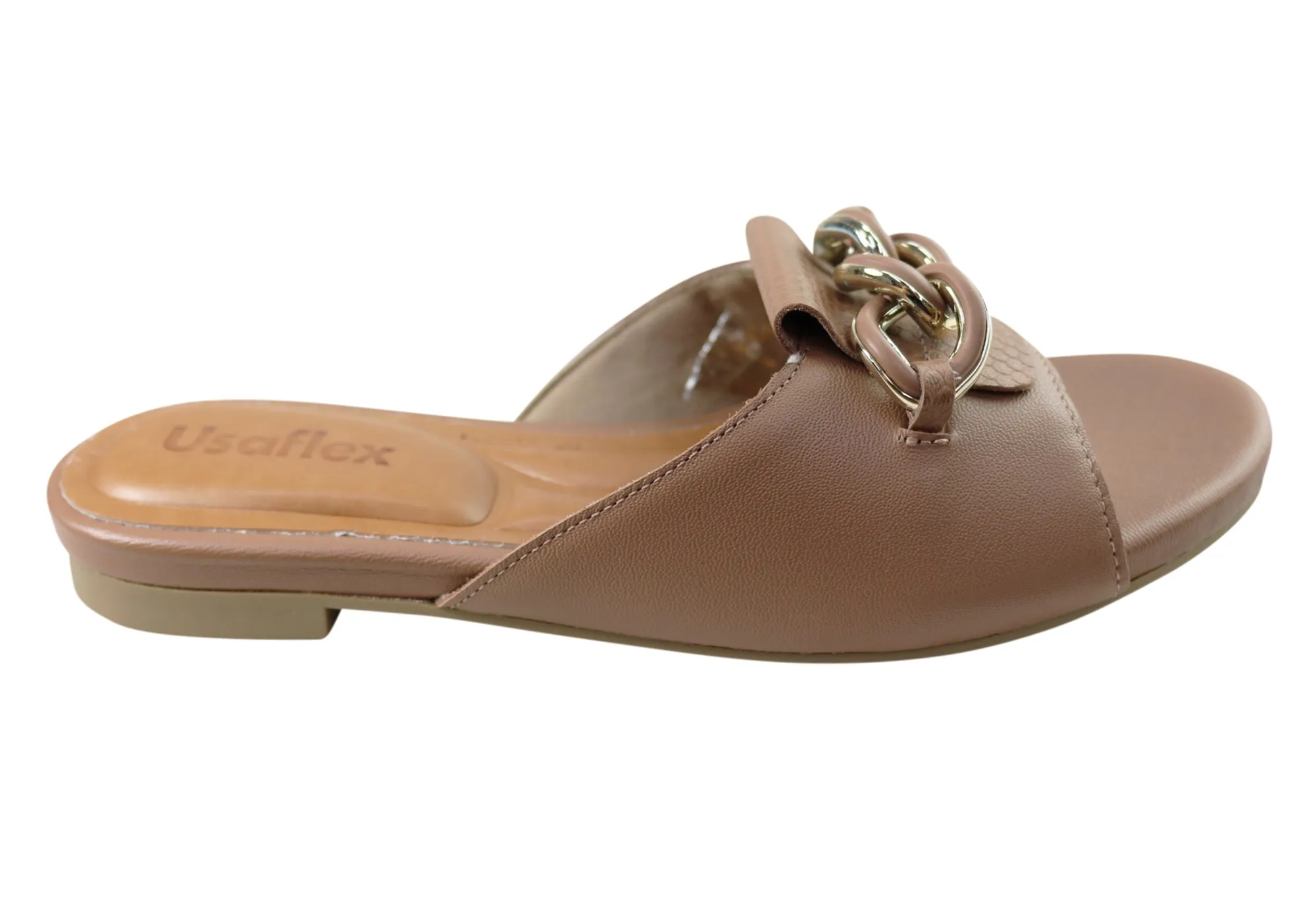 Usaflex Yvonne Womens Comfortable Leather Slides Sandals Comfortable Yet Stylish