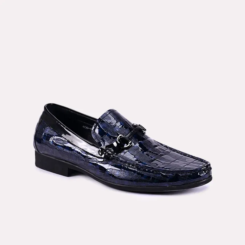 Stalker Blue Moccasin Dress Shoes 0111057 Gloss Leather Fashion Routine