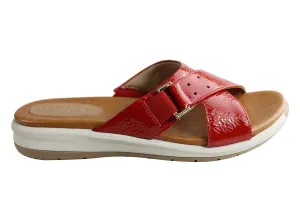 Weekend Fit Bare Support Usaflex Stella Womens Brazilian Comfy Cushioned Leather Slides Sandals