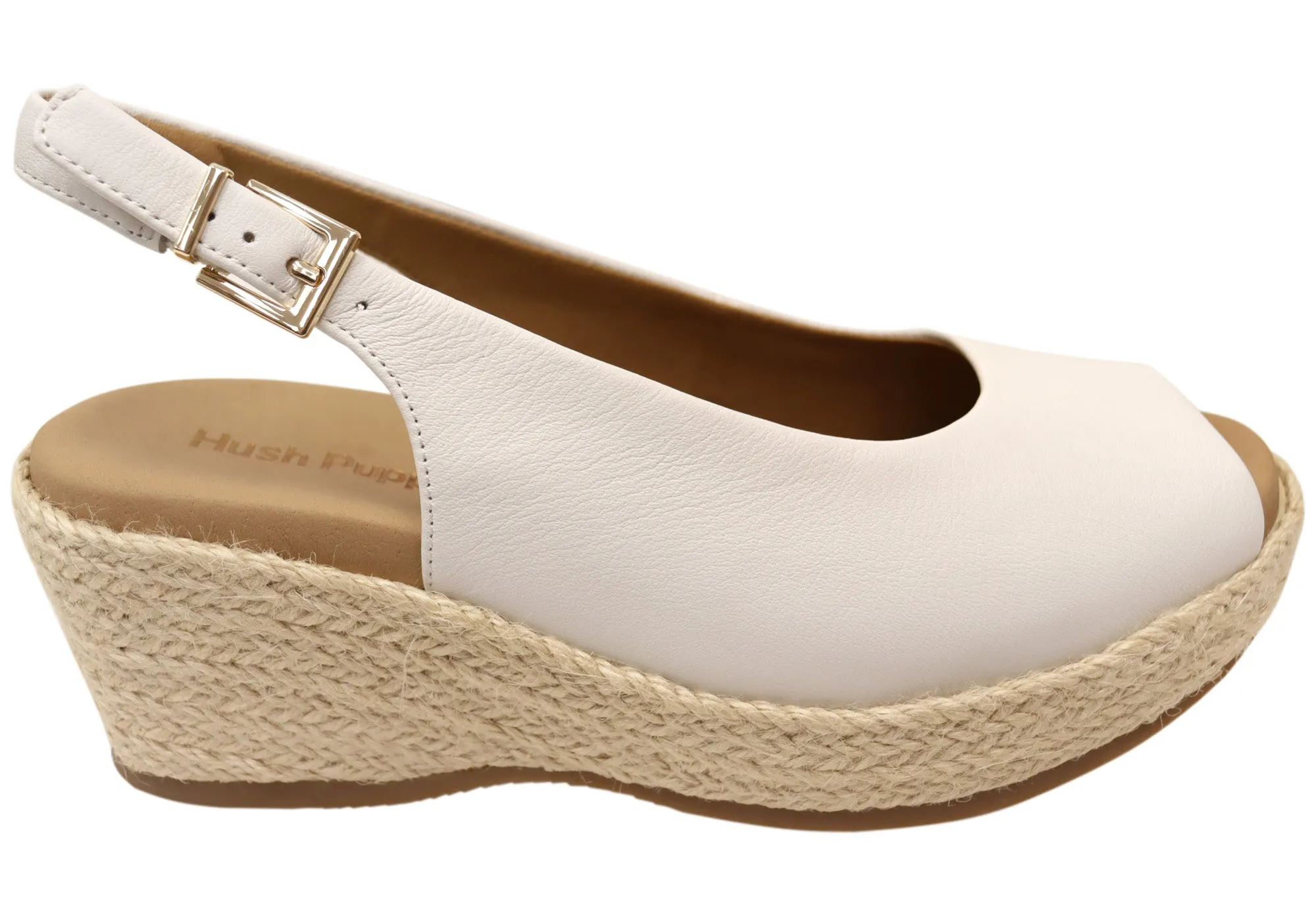 Comfy Shoes City Vibe Hush Puppies Amber Womens Comfortable Leather Wedge Sandals