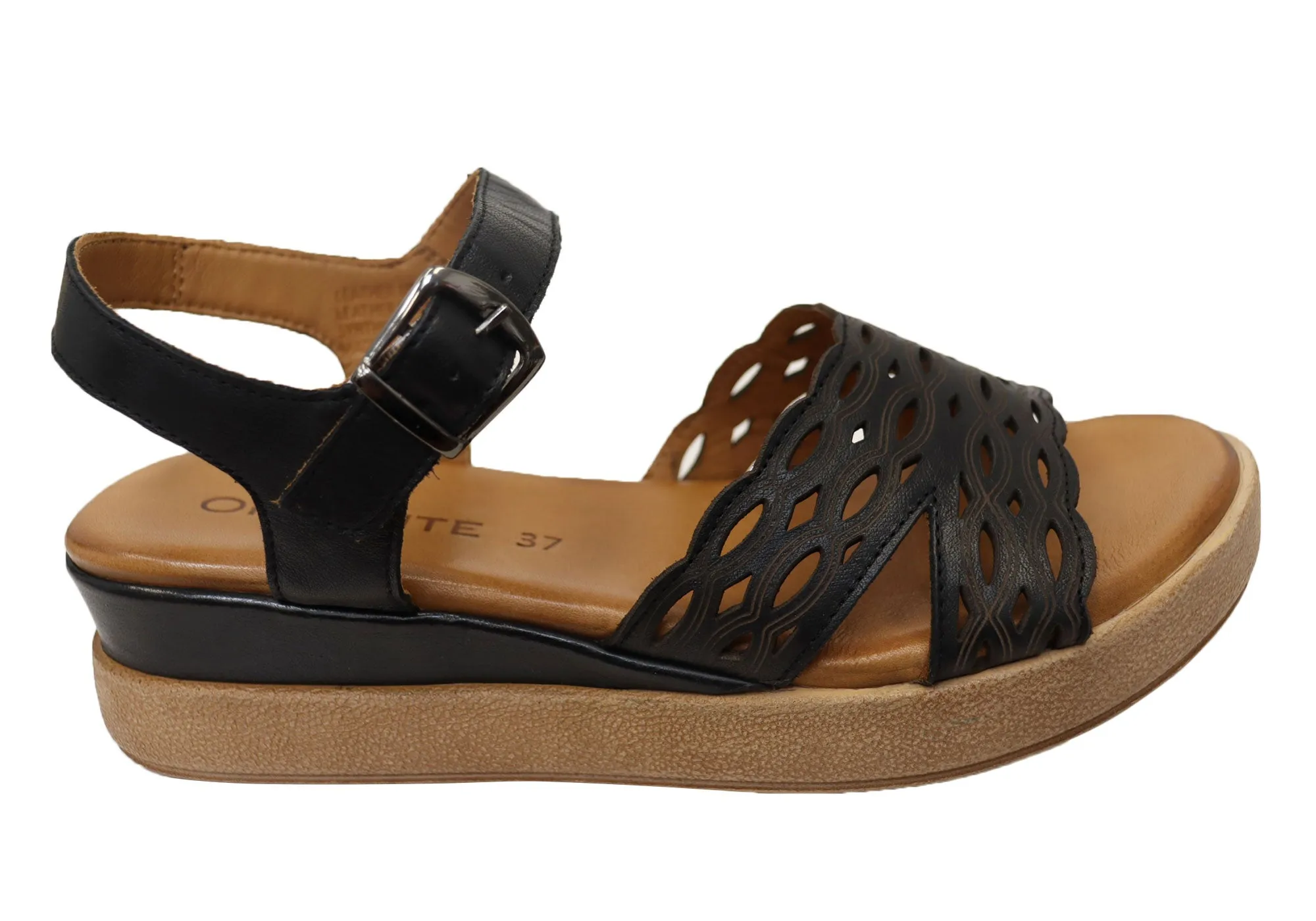 Orizonte Malinar Womens Comfortable European Leather Wedge Sandals Breathable mesh Comfy Shoes