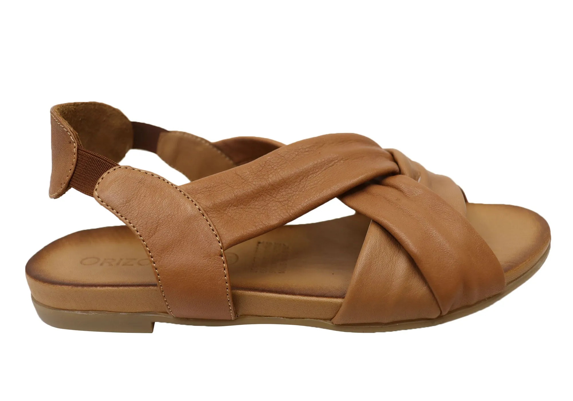 Stretchable Straps Chic Flats Orizonte Eticca Womens European Leather Comfortable Sandals