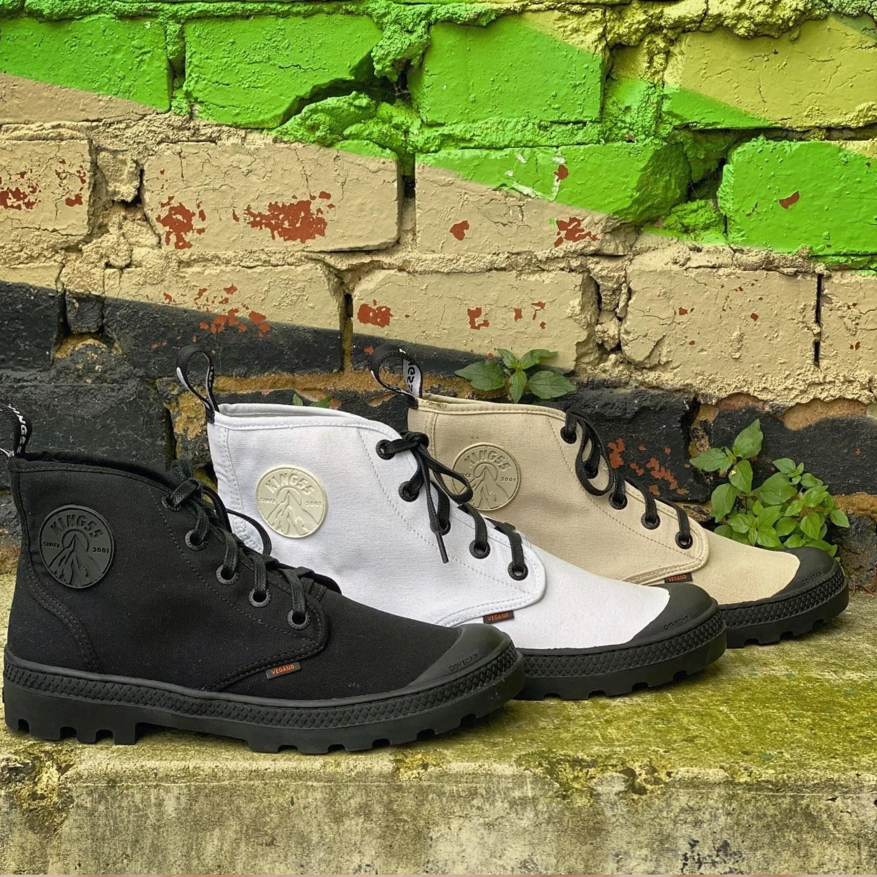 Rugged Terrain 'Hammer' vegan canvas high-top sneaker by King55 - white