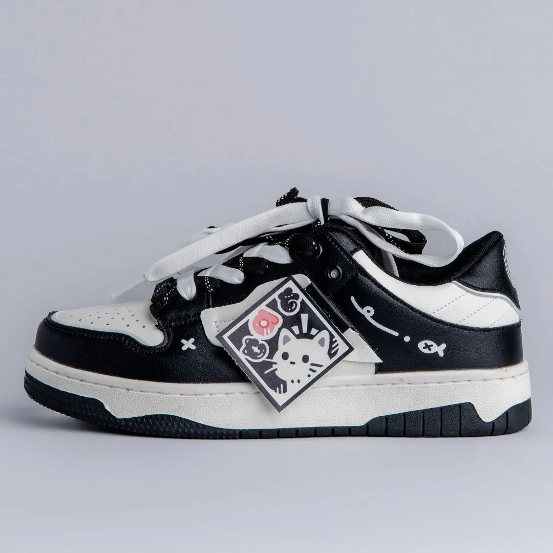 Pond Walk Galaxy Tone Kawaii Cat Chunky Black Shoes - Unisex
