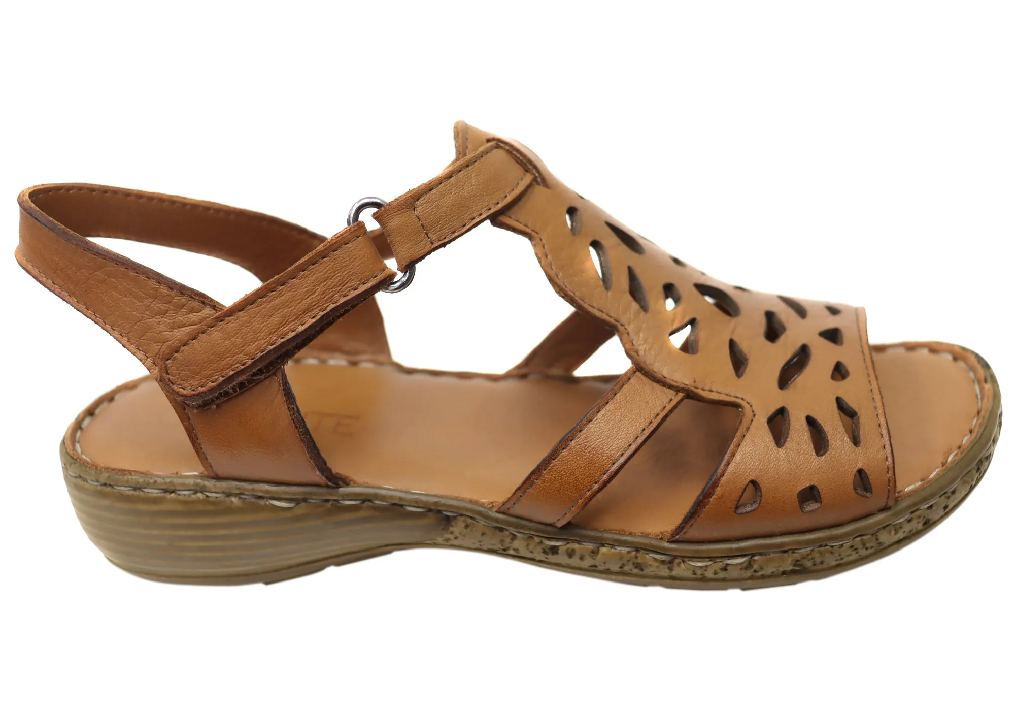 Orizonte Raya Womens Comfortable European Leather Sandals On Foot Toe Space