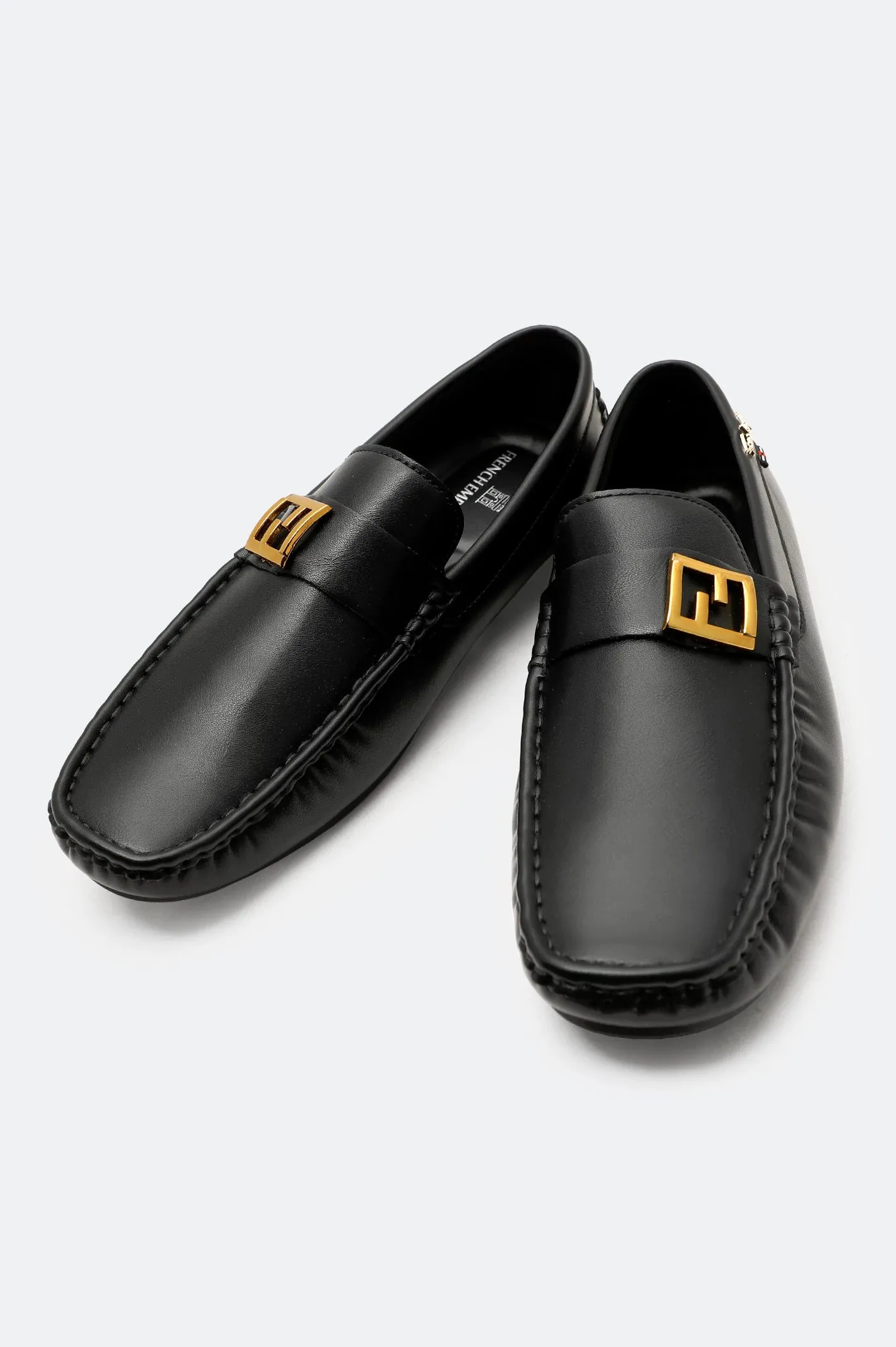Reinforced   toe Black Casual Moccassins Shoes