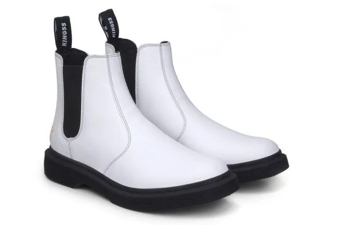 'Brick Lane' Vegan Chelsea Boot by King55 - White Durable Construction