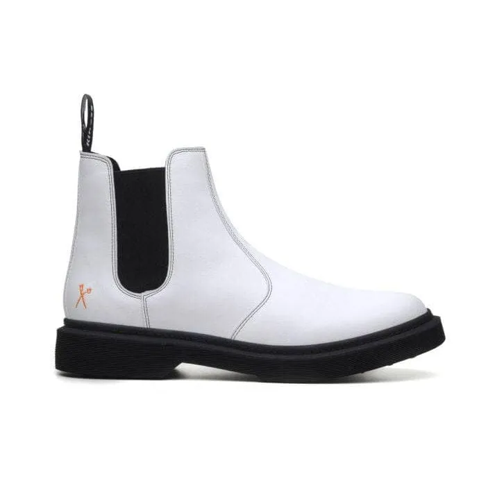 'Brick Lane' Vegan Chelsea Boot by King55 - White Cushioned Step Work Commute Summer Friendly