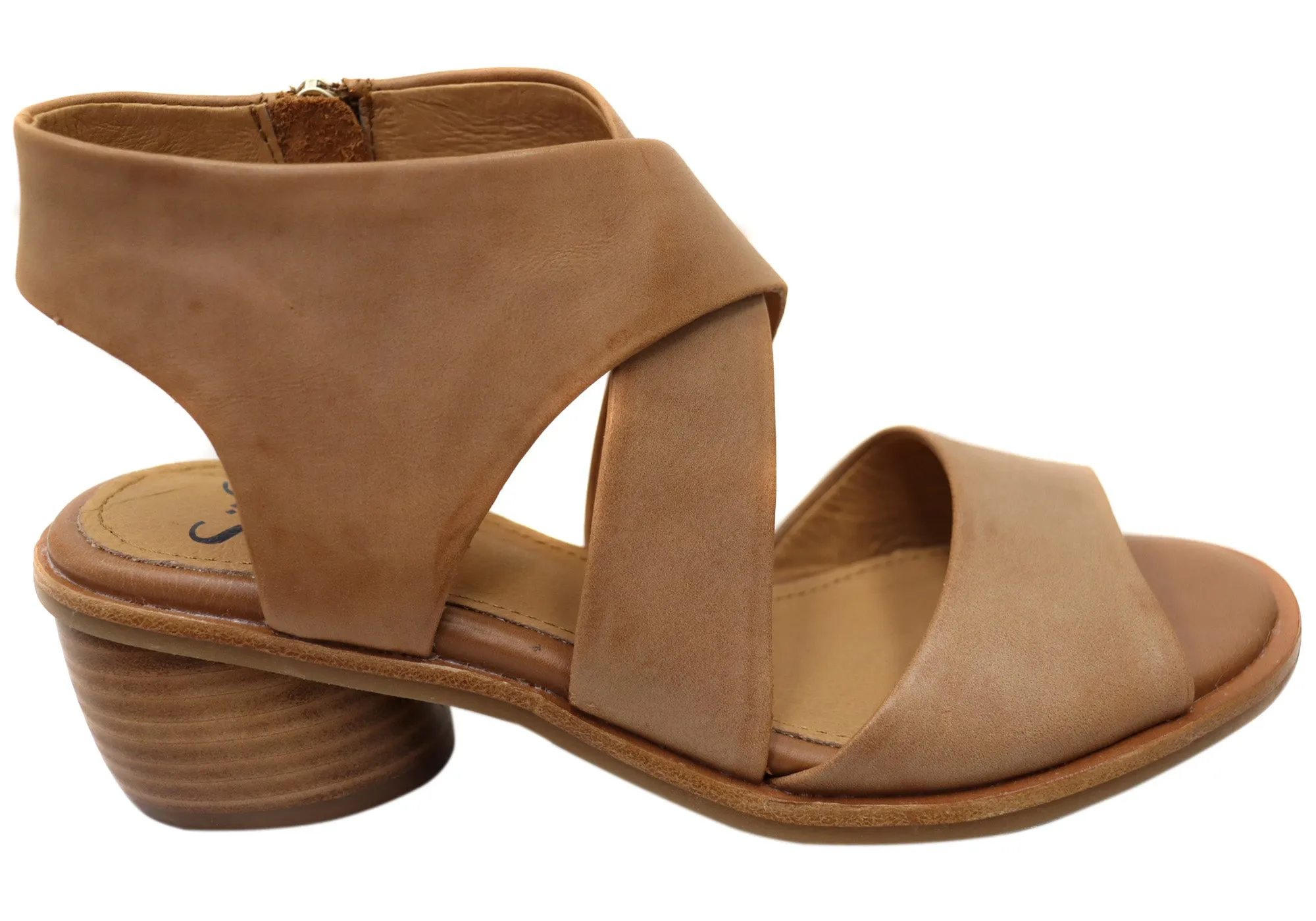 Sofft Camille Womens Leather Low Heel Sandals With Comfort Footbed Adjustable Sunshine Walk