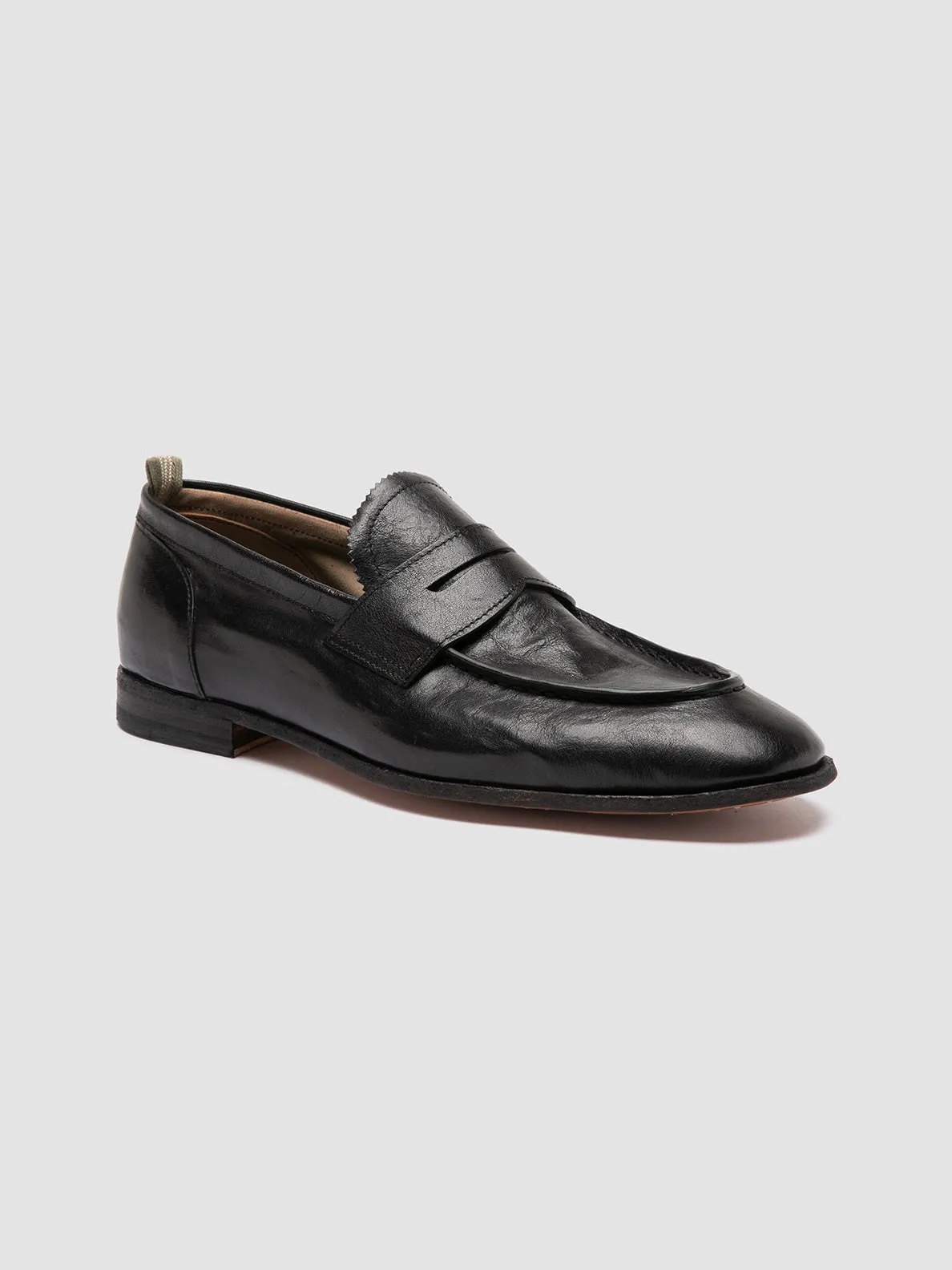 SOLITUDE 001 - Black Leather Penny Loafers Trail Trek Long Standing