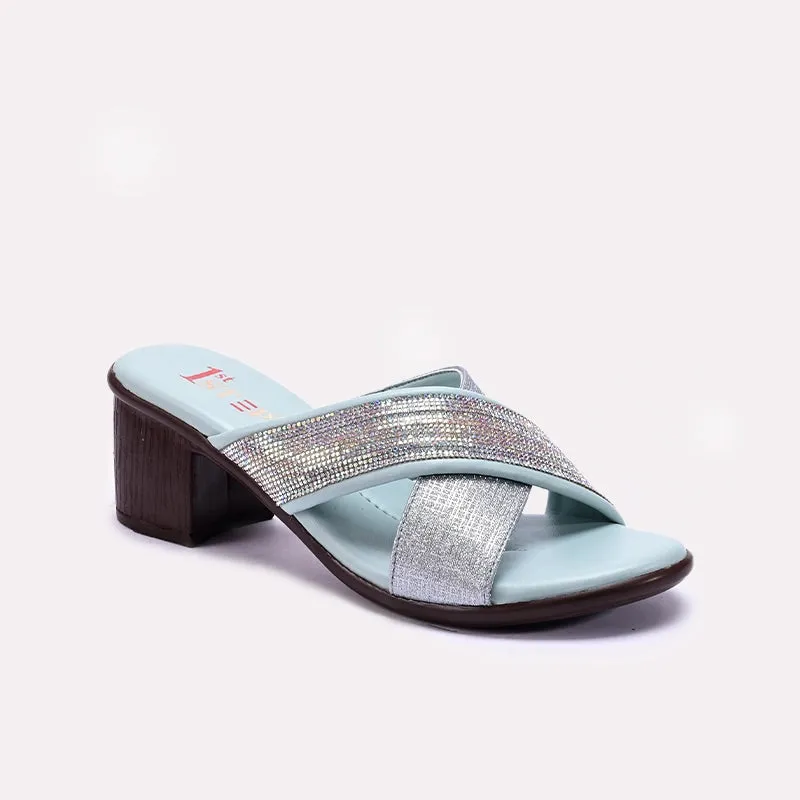 Quick Travel Simple Step Green Block Heel Casual Slippers 0413136