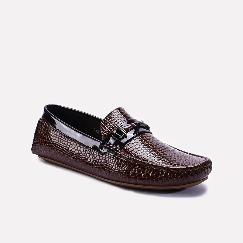 Light Sole Knit Fresh Brown Loafer Shoes 0130969