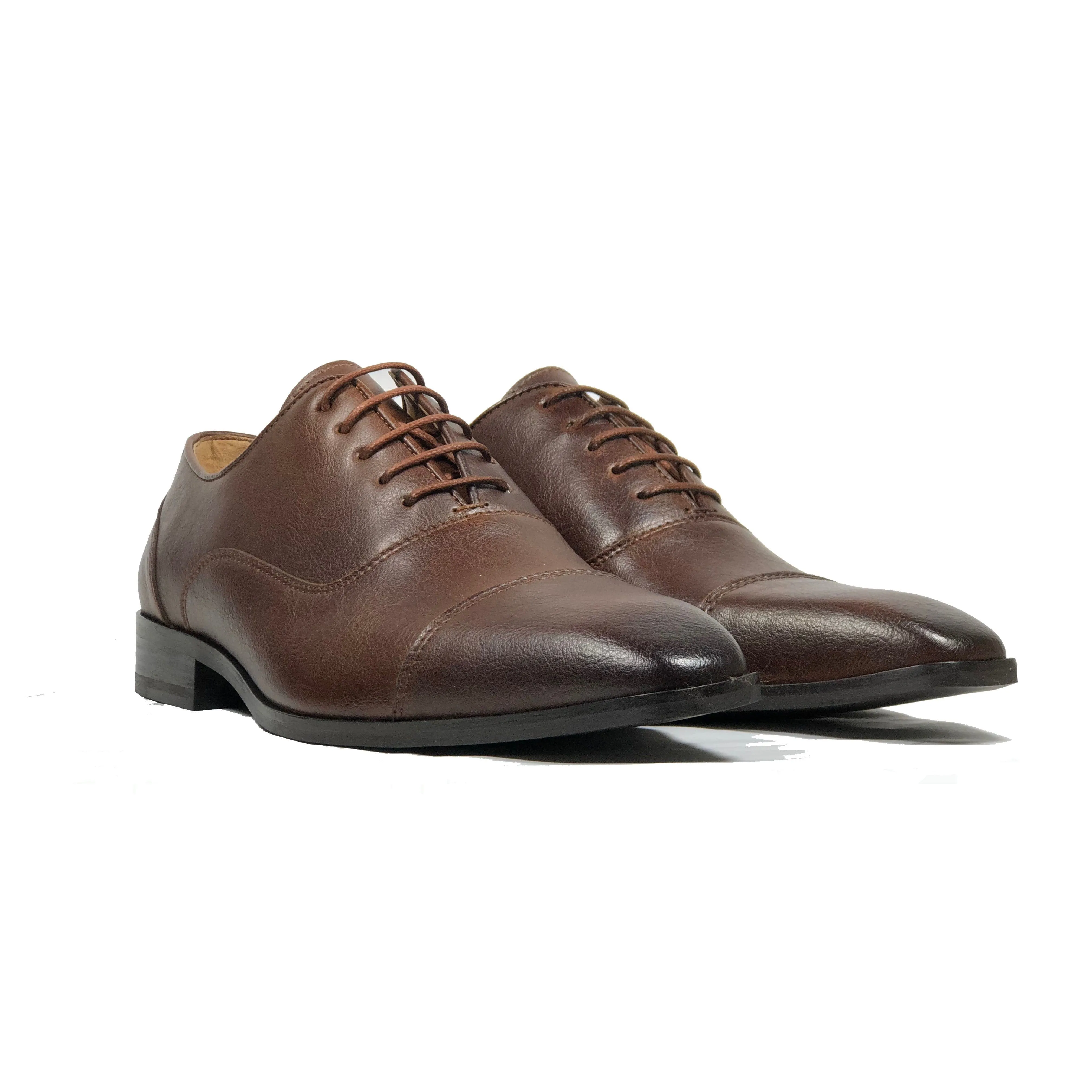 Flexible Fit Busy Professionals 'Laurent' Cap-Toe Vegan Oxford by Zette Shoes - Chestnut
