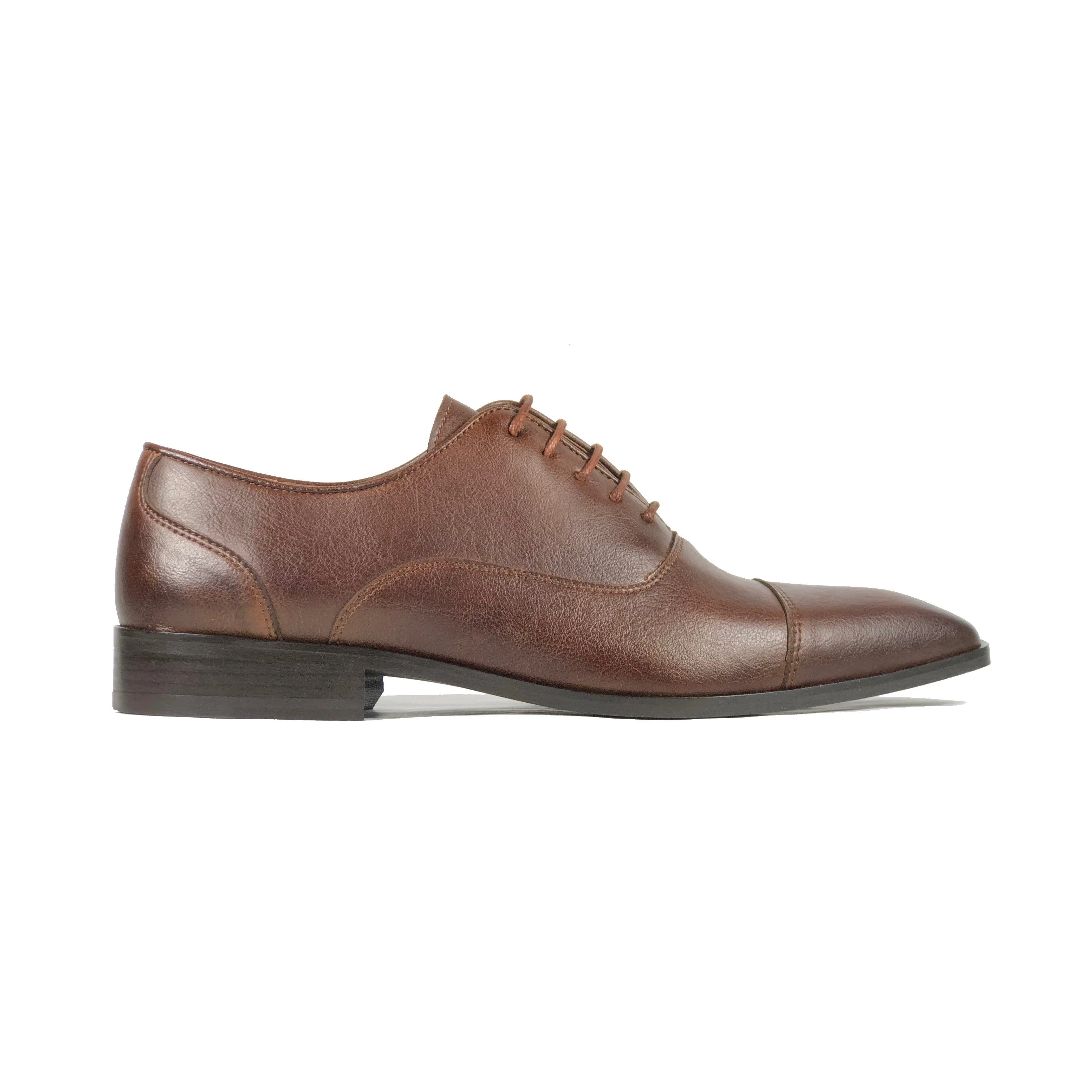 'Laurent' Cap-Toe Vegan Oxford by Zette Shoes - Chestnut Wardrobe Base