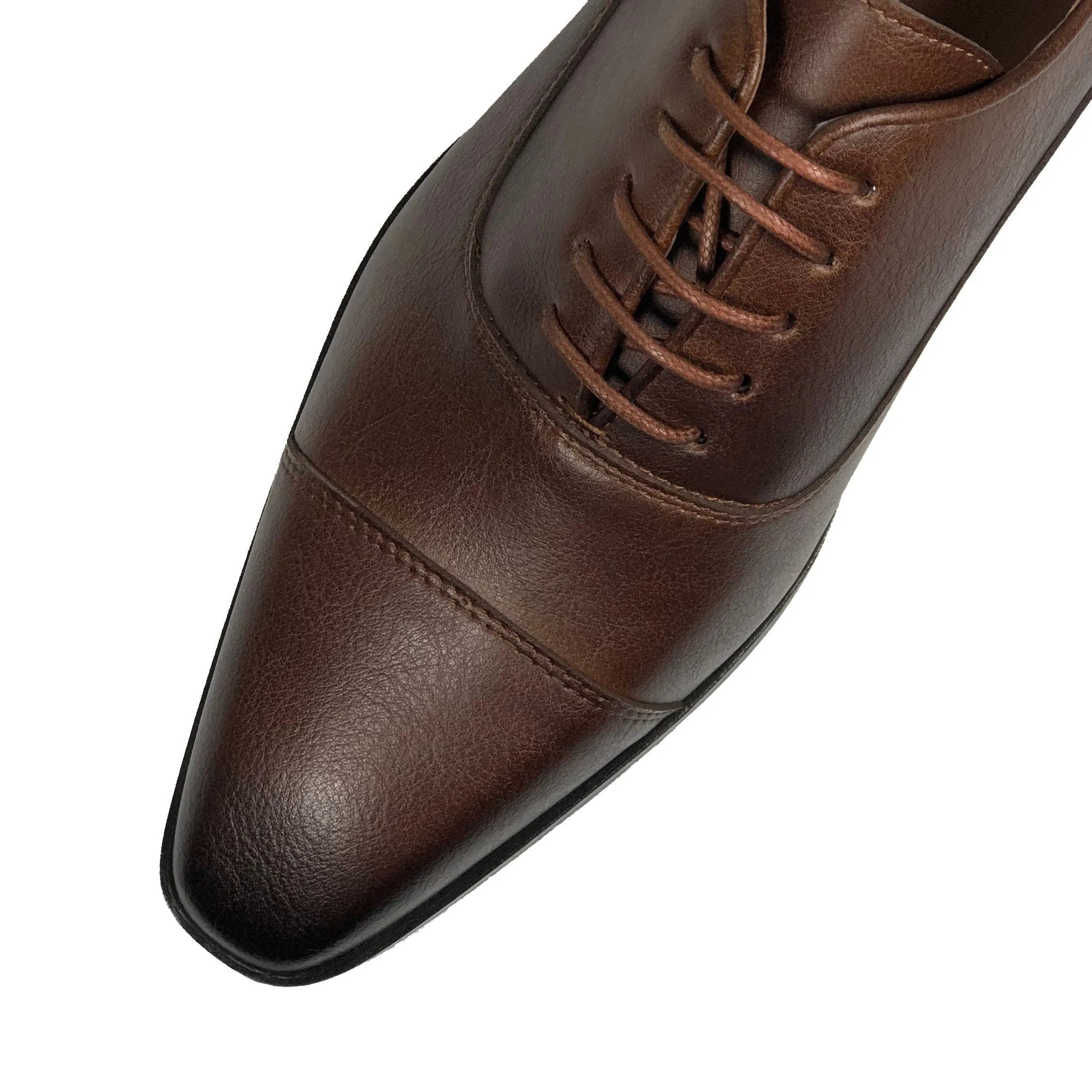 All Day Travel Light Autumn Tone 'Laurent' Cap-Toe Vegan Oxford by Zette Shoes - Chestnut