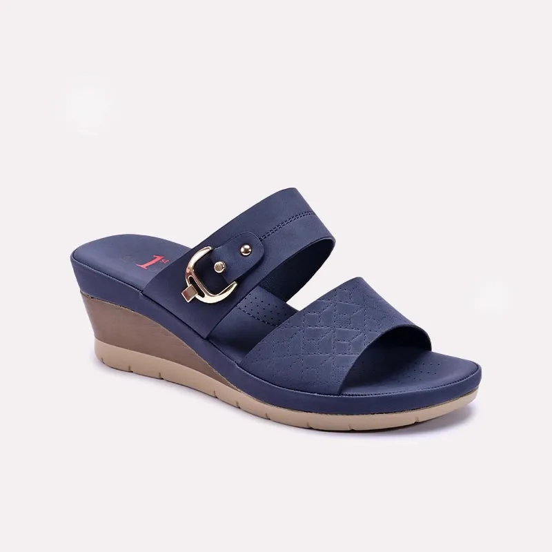 Reliable Quality Womens Blue Casual Wedge Slippers 0413307