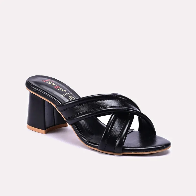 Black Casual Heel Slippers 0413390 Affordable Anti Slip Coating