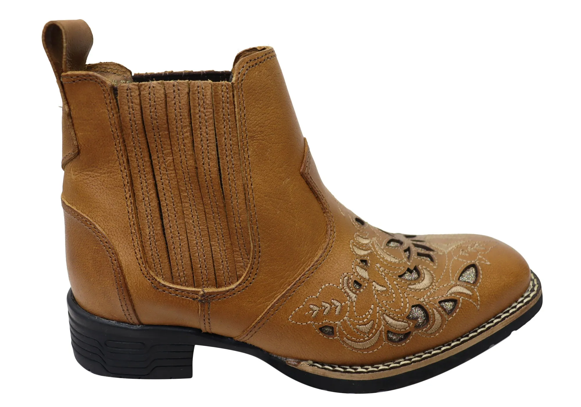 D Milton Emma Womens Leather Western Cowboy Chelsea Ankle Boots Comfy All Reinforced Form Trail Exploration