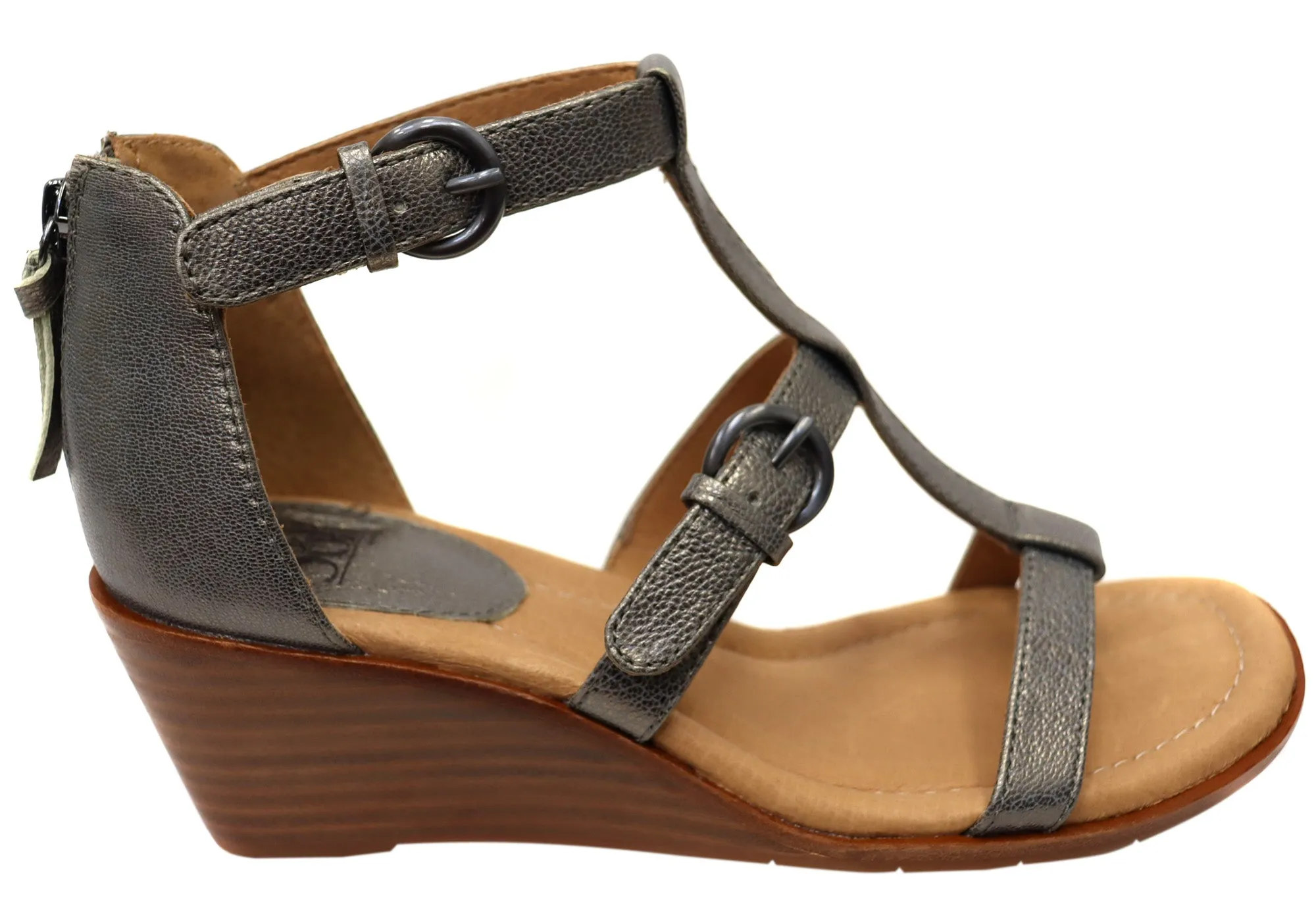 Weave Style Sea Fun Sofft Gaige Womens Leather Wedge Sandals With Comfort Footbed