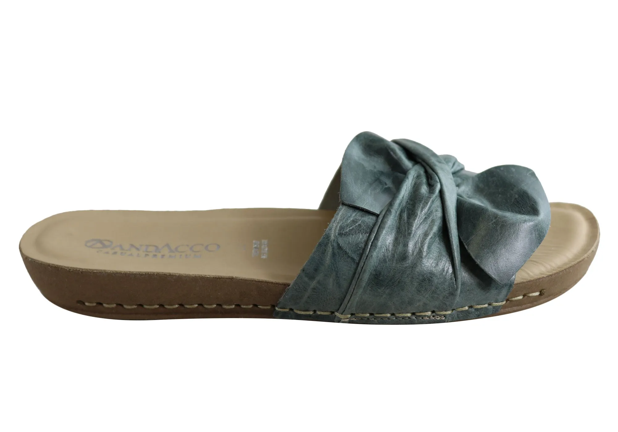 Urban Casual Stretchable Material Andacco Maze Womens Comfortable Leather Slide Sandals Made In Brazil