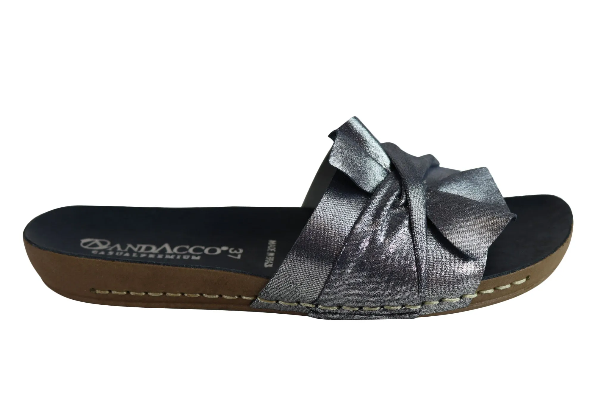 Andacco Maze Womens Comfortable Leather Slide Sandals Made In Brazil All-day Comfort Shoes City Vibe