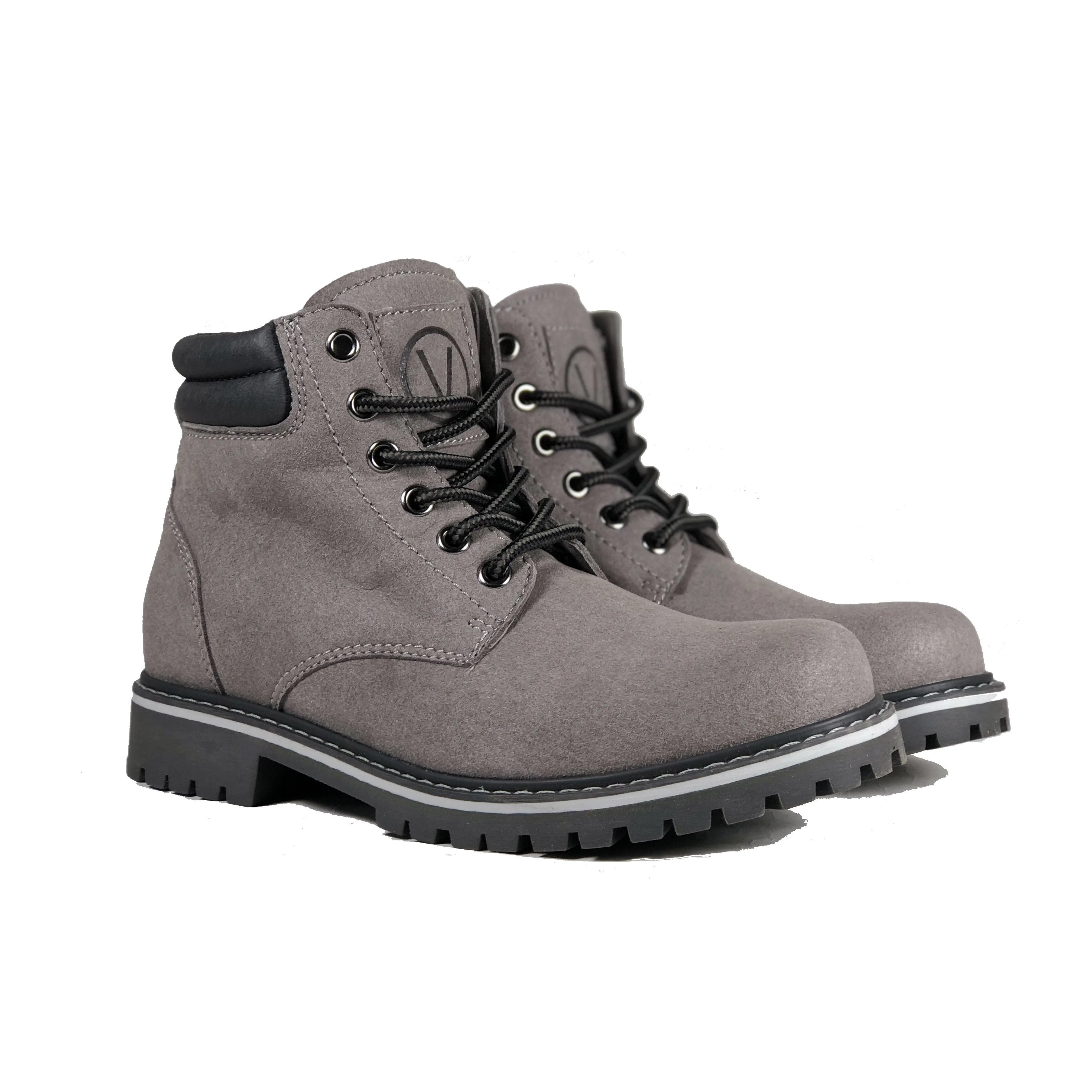 'Lennox' lace-up work boot for women by Zette Shoes - Grey Trendsetting Style