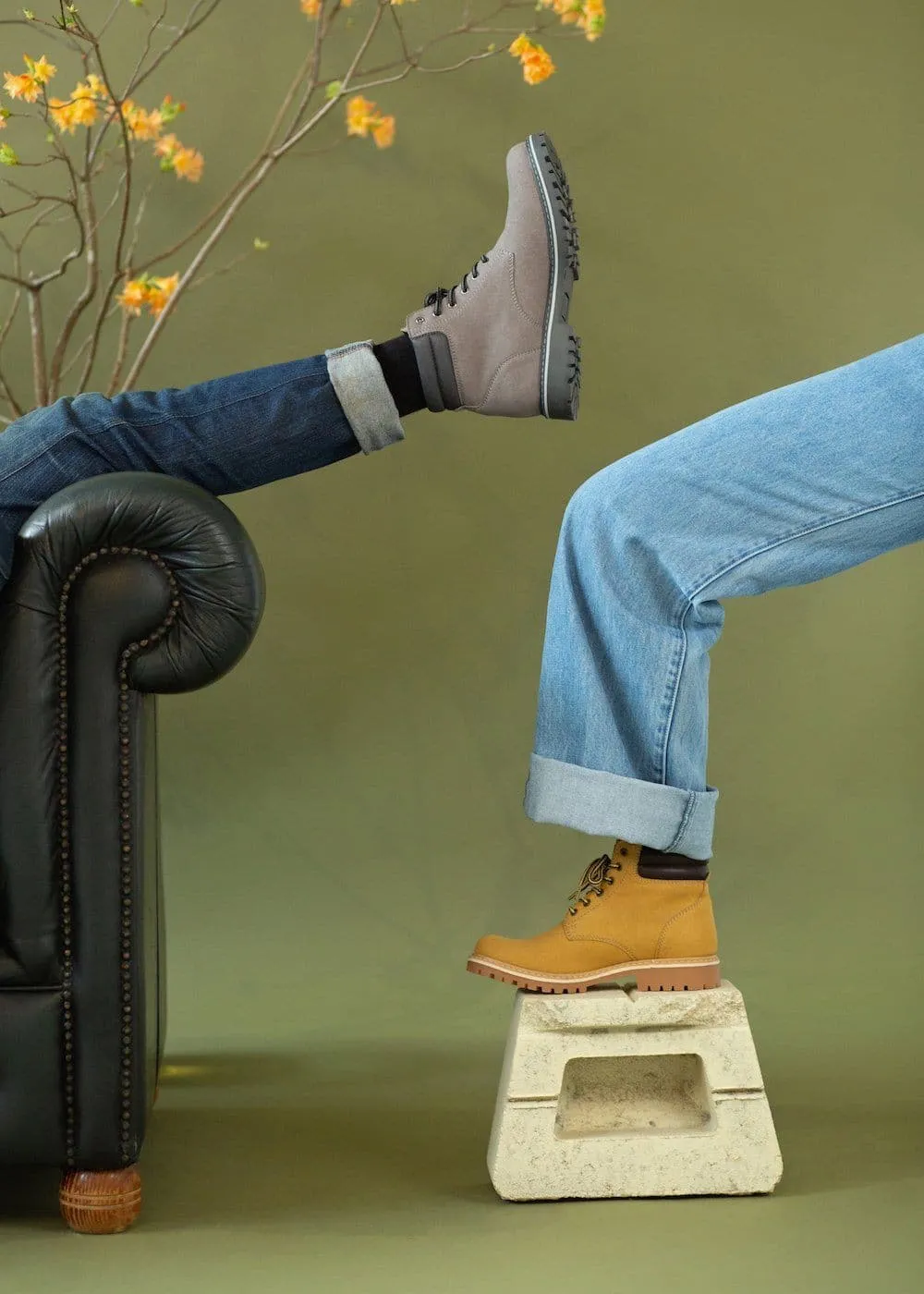 'Lennox' lace-up work boot for women by Zette Shoes - Grey Urban Hiker Waterproof Work Commute