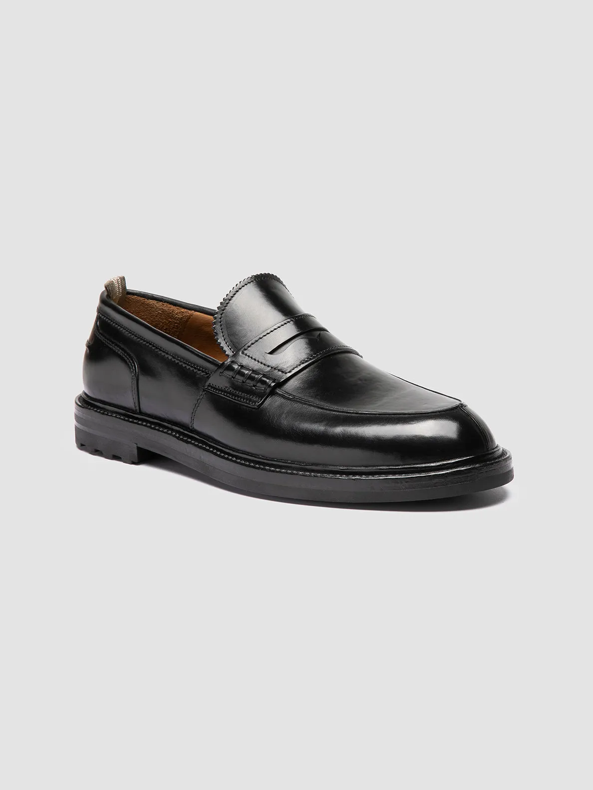 Neon Bright Refresh Walk SAX FLEXI 001 - Black Leather Penny Loafers