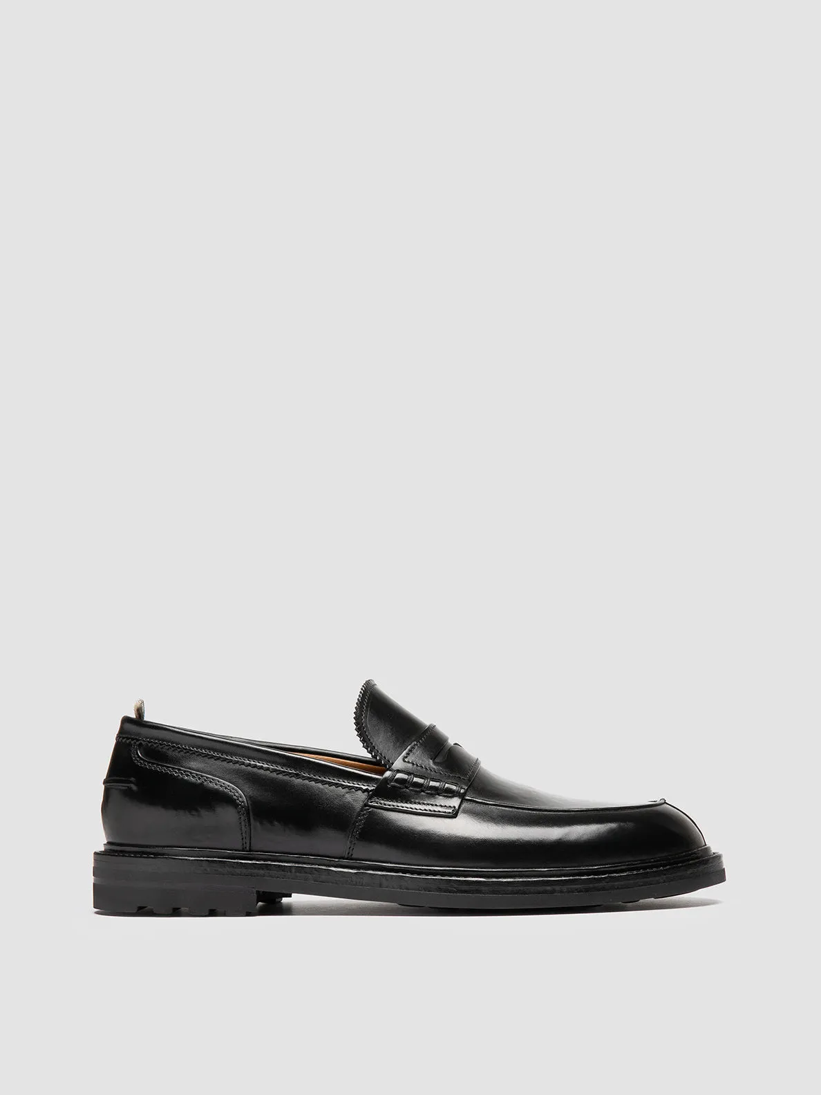 High Quality Leather SAX FLEXI 001 - Black Leather Penny Loafers