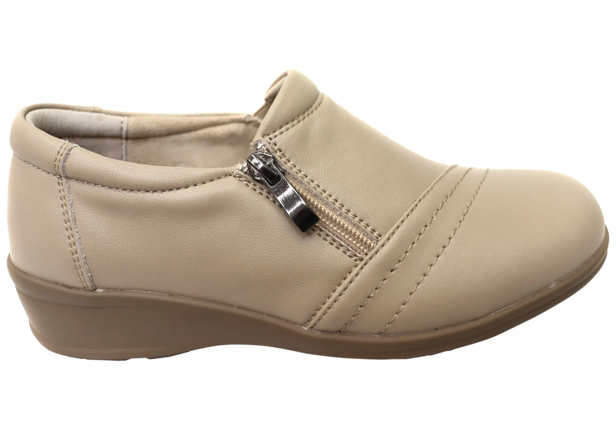 Scholl Orthaheel Leanne Womens Supportive Leather Comfort Shoes Autumn Cool