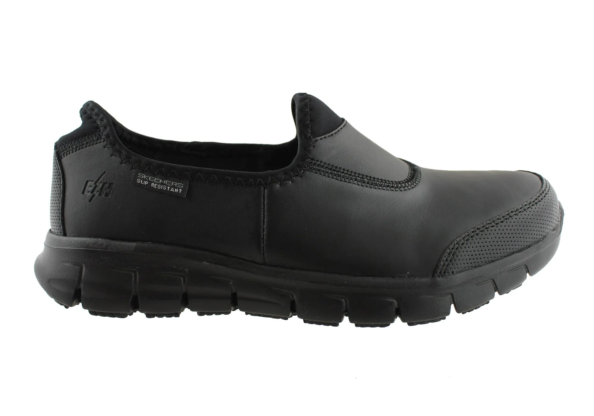 Skechers Womens Sure Track Slip Resistant Comfort Leather Work Shoes Color Pop Ocean Edge