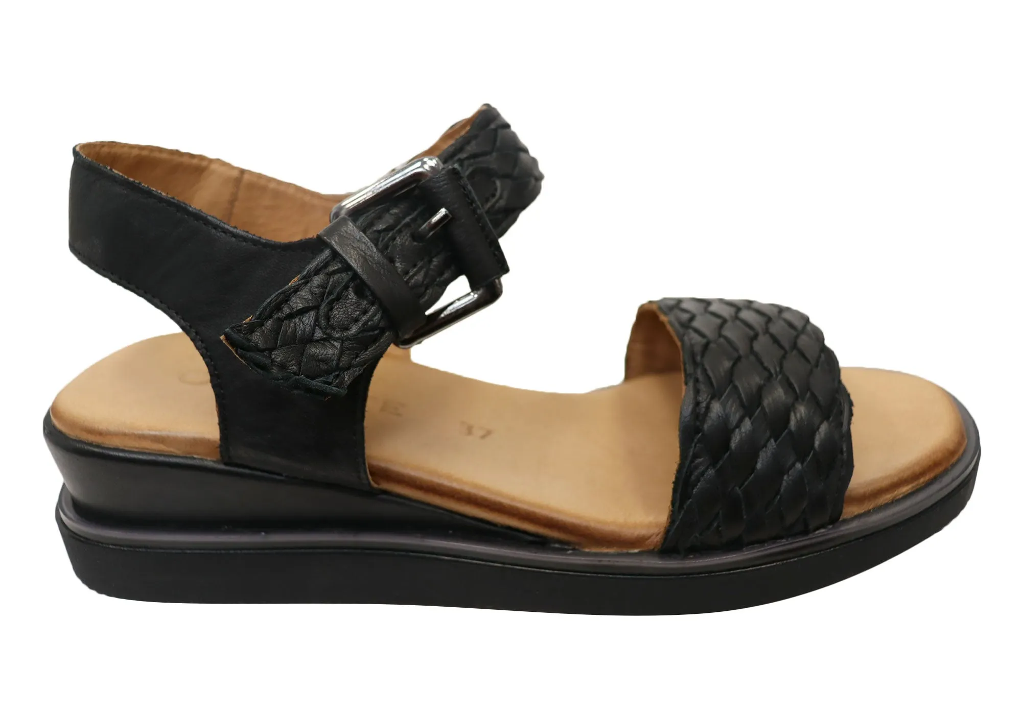 Orizonte Queni Womens Comfortable European Leather Wedge Sandals All Fit Outfit Boost