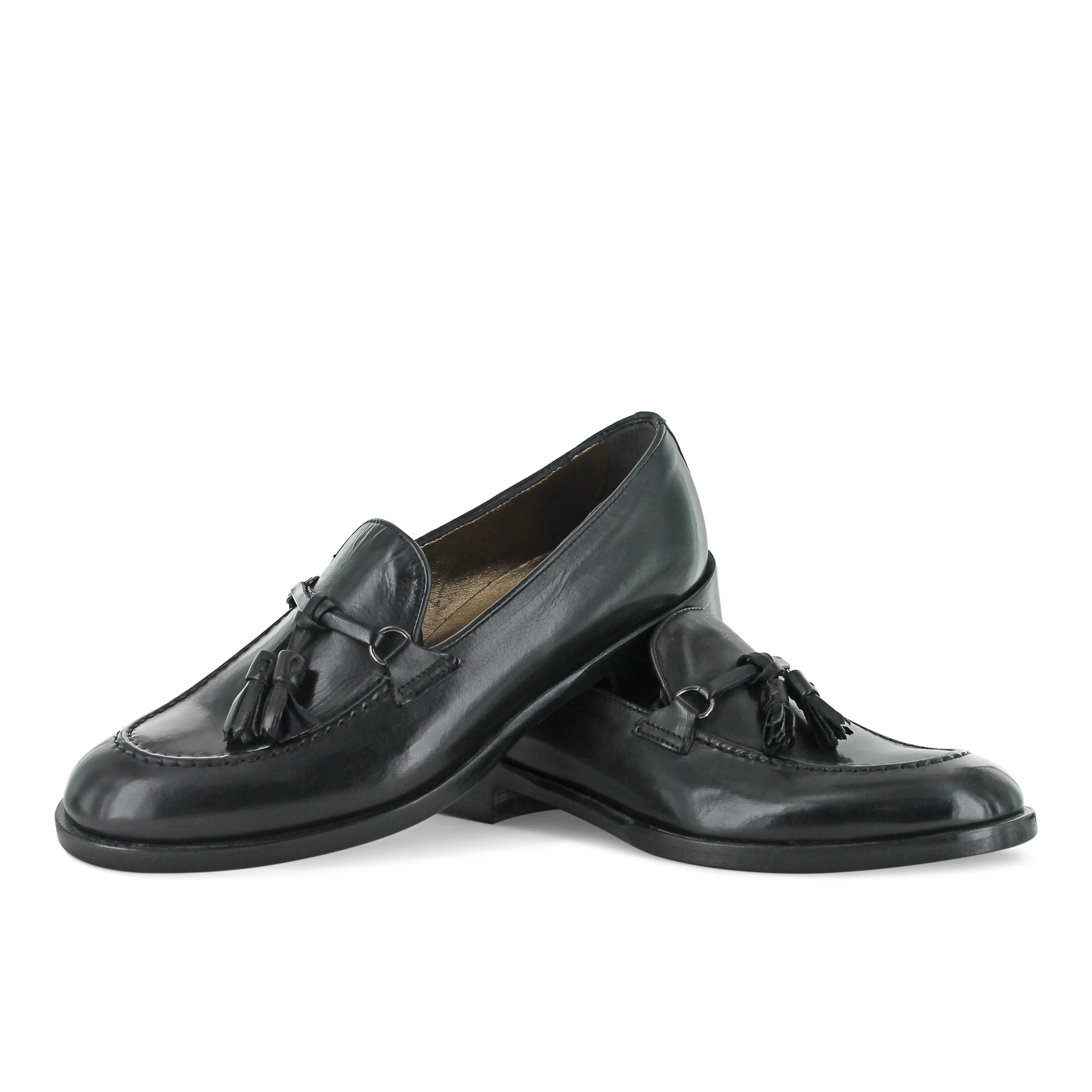 DOO7 - Black Leather Tassel Loafer Hybrid Look Fire Walk
