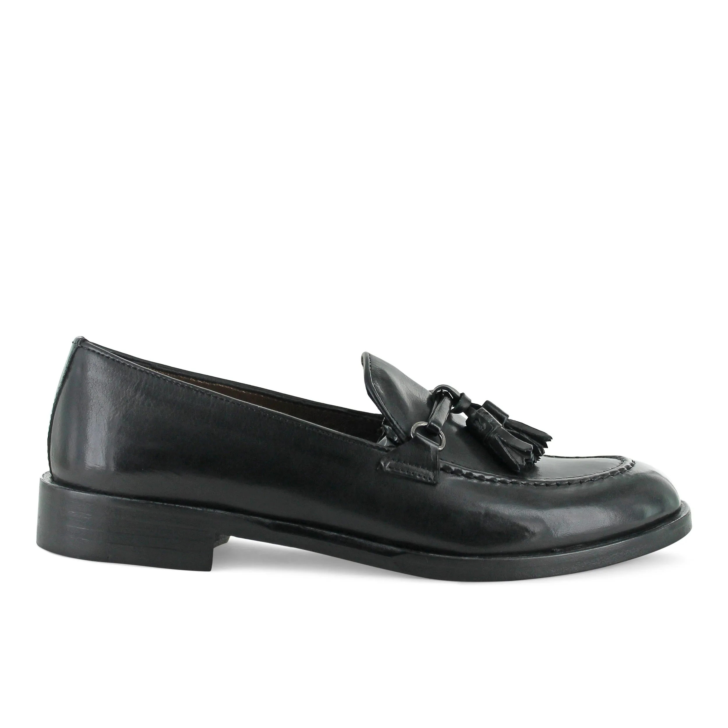 DOO7 - Black Leather Tassel Loafer Sprint Step