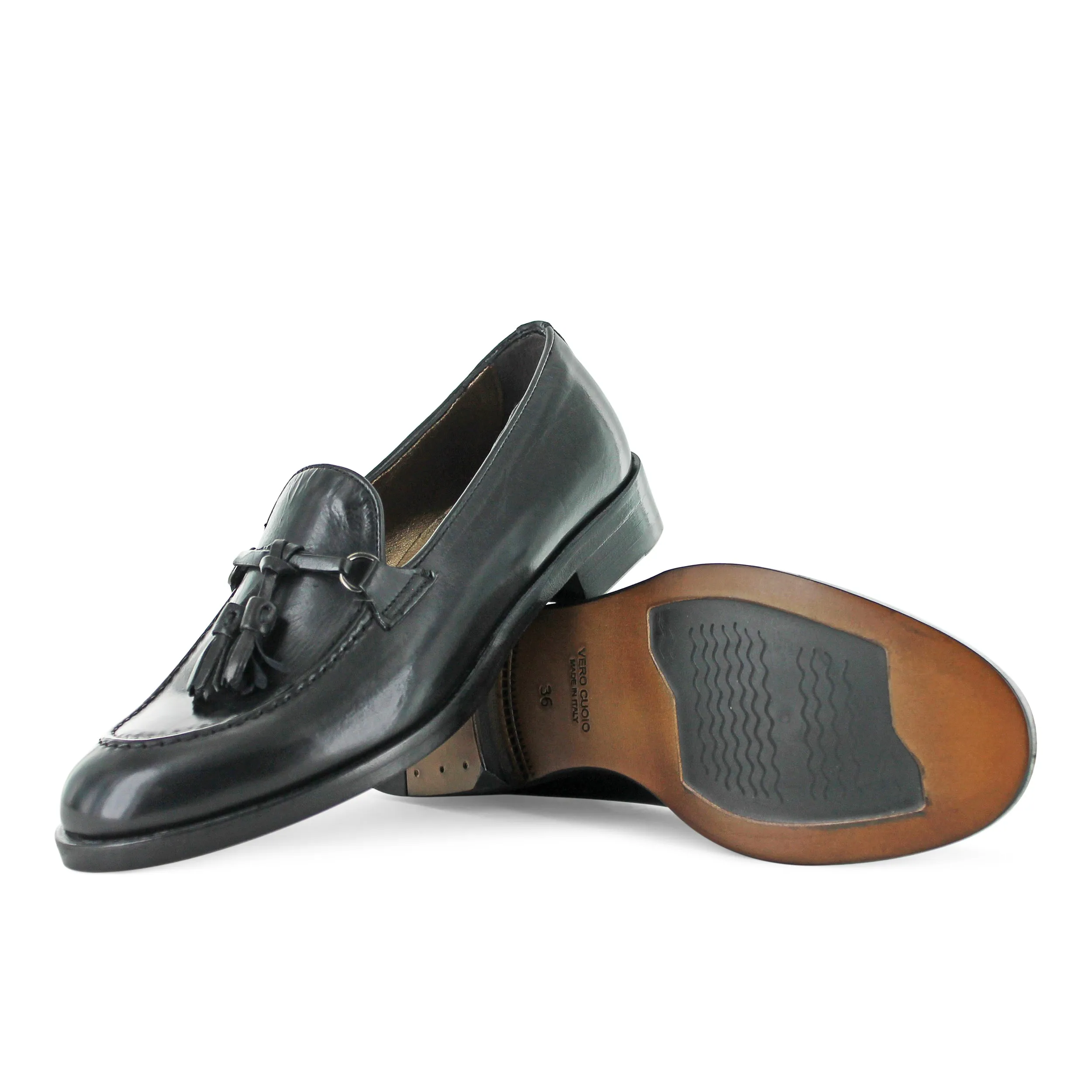 DOO7 - Black Leather Tassel Loafer Bright Hike synthetic leather