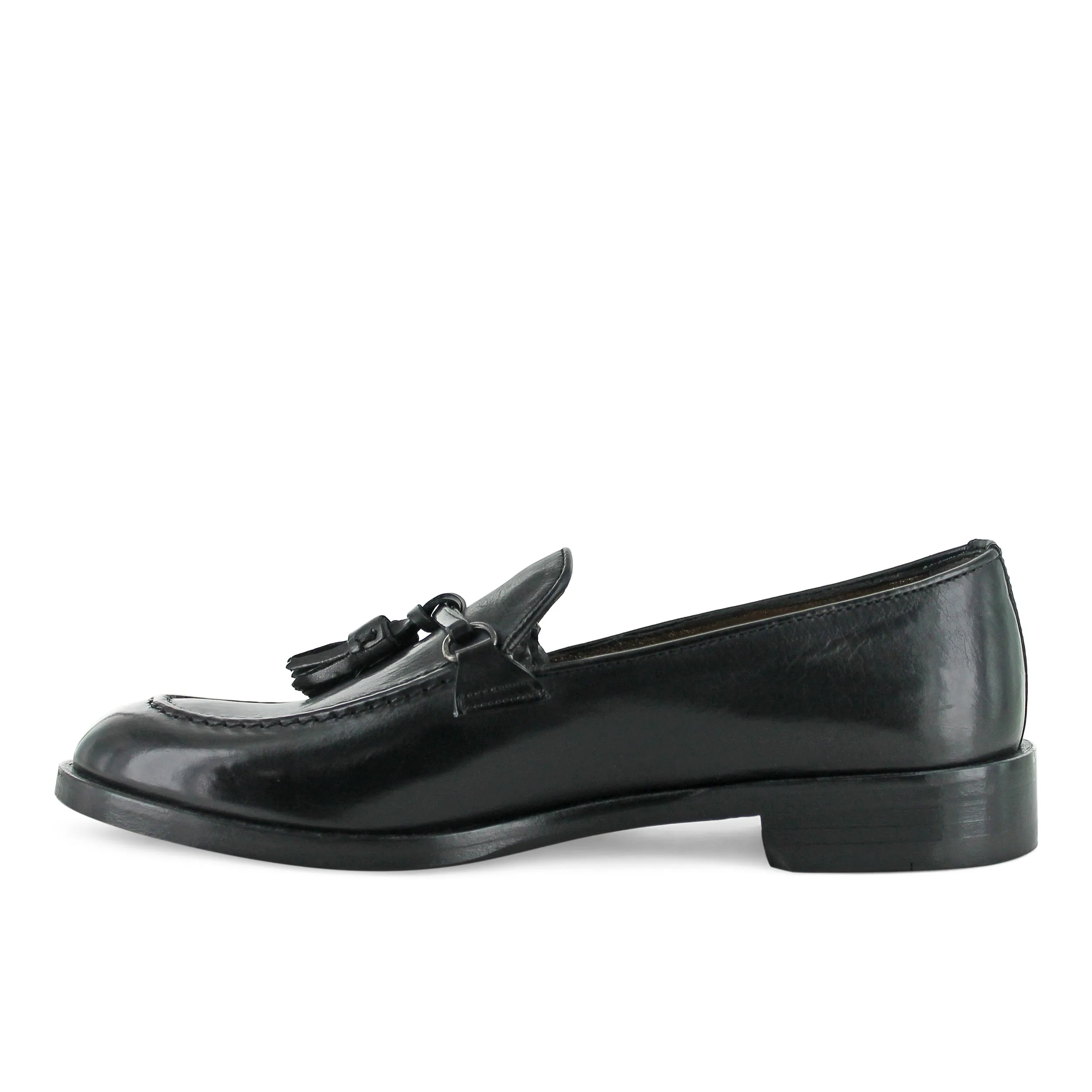 Long Walk DOO7 - Black Leather Tassel Loafer