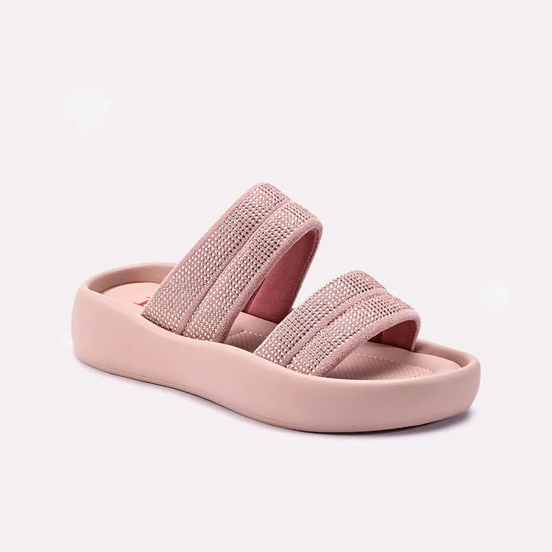 Comfortable Soles Womens Pink Platform Casual Slippers 0413364