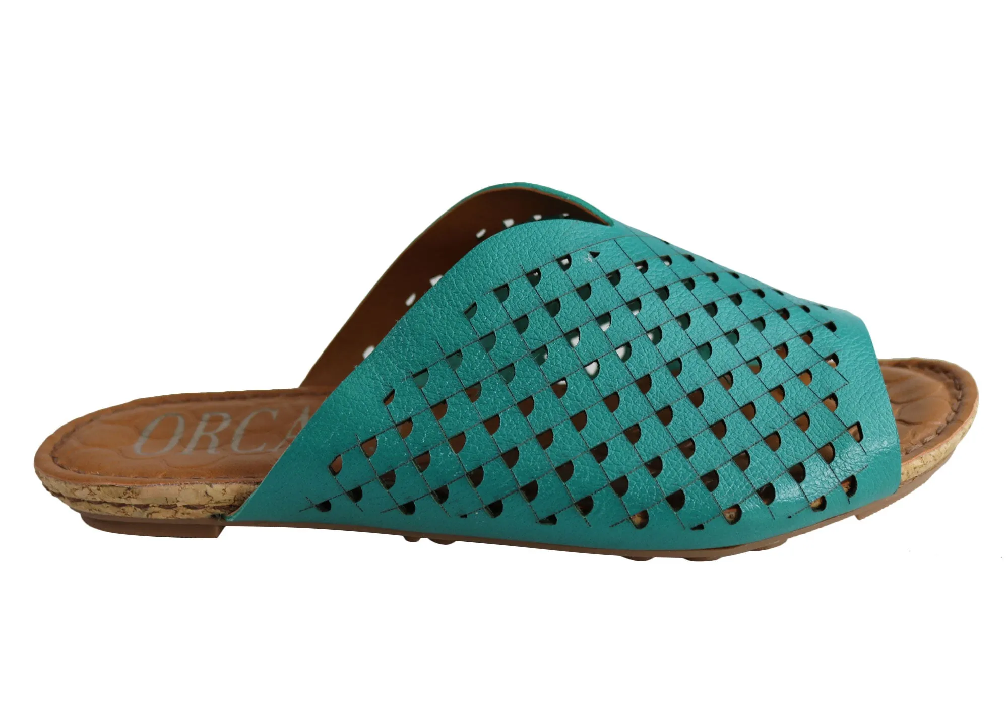 Orcade Natalie Womens Comfort Leather Slides Sandals Made In Brazil Quick Outing Thin strap