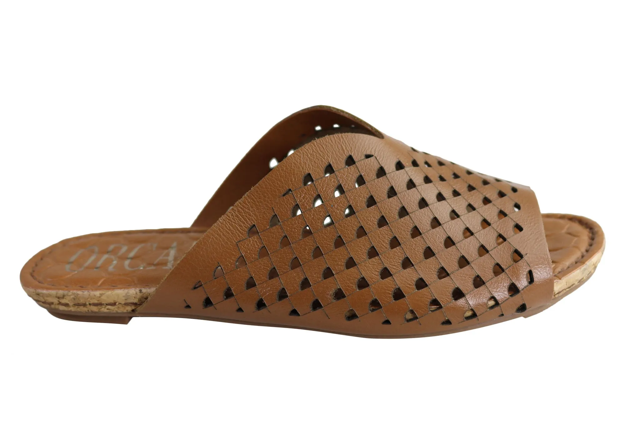 Orcade Natalie Womens Comfort Leather Slides Sandals Made In Brazil Fast Go Fresh Design