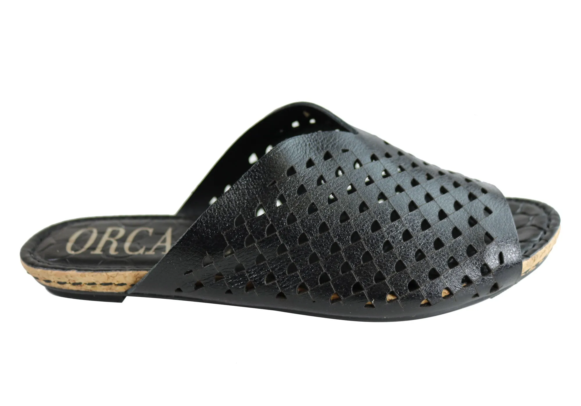 Versatile use uv guard Orcade Natalie Womens Comfort Leather Slides Sandals Made In Brazil